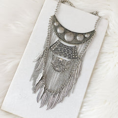 Feathers and Chains Statement Necklace