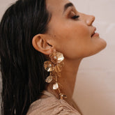 Golden Floral Statement Earrings - LAST CHANCE!