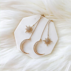 Sun & Moon Ear Jacket Earrings - LAST CHANCE