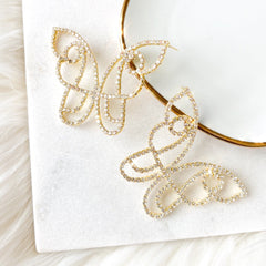 Rhinestone Butterfly Statement Earrings - LAST CHANCE!