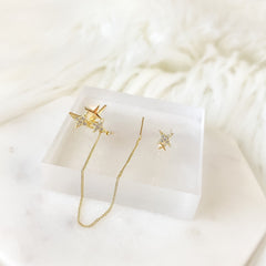 Noelle Star Chained Cuff + Stud Earrings