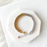 Two Toned Cuban Chain Bracelet