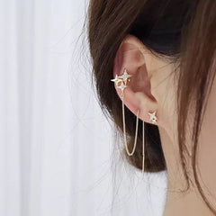 Noelle Star Chained Cuff + Stud Earrings