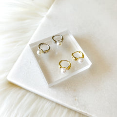 Amara Mini Pearl Huggies - LAST CHANCE