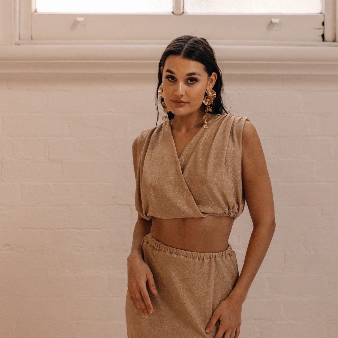 Golden Floral Statement Earrings - LAST CHANCE!