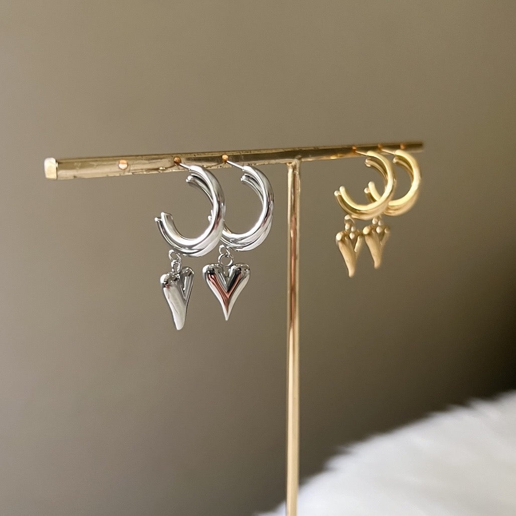 Lovely Heart Drop Earrings - LAST CHANCE!