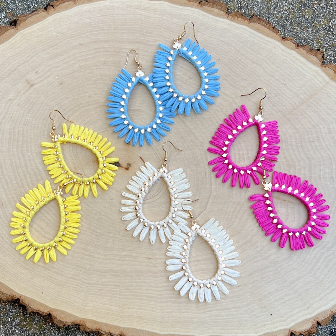 Palmetto Raffia Statement Earrings - 4 COLORS LAST CHANCE!