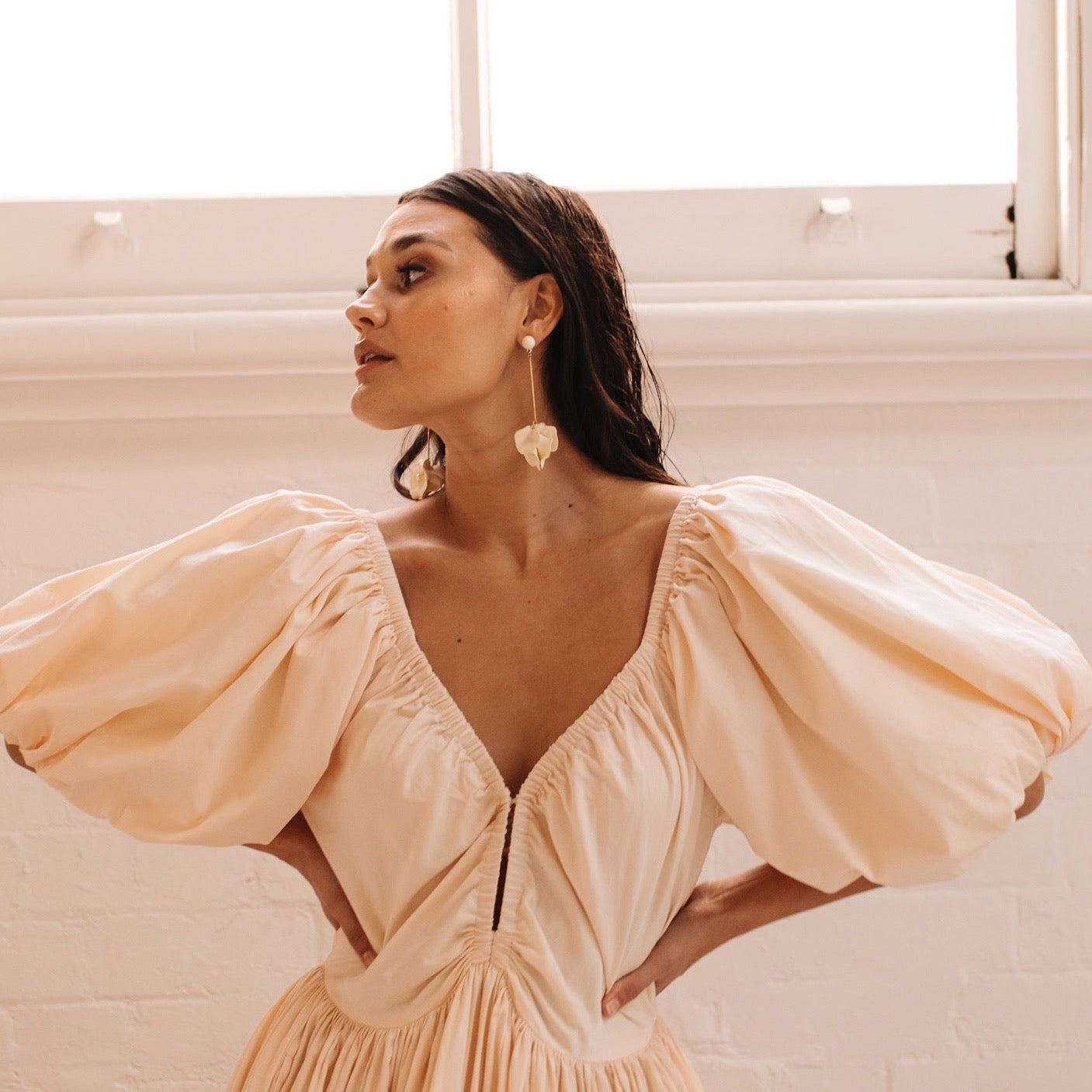 Vanilla Cream Petal Drop Earrings -  LAST CHANCE!