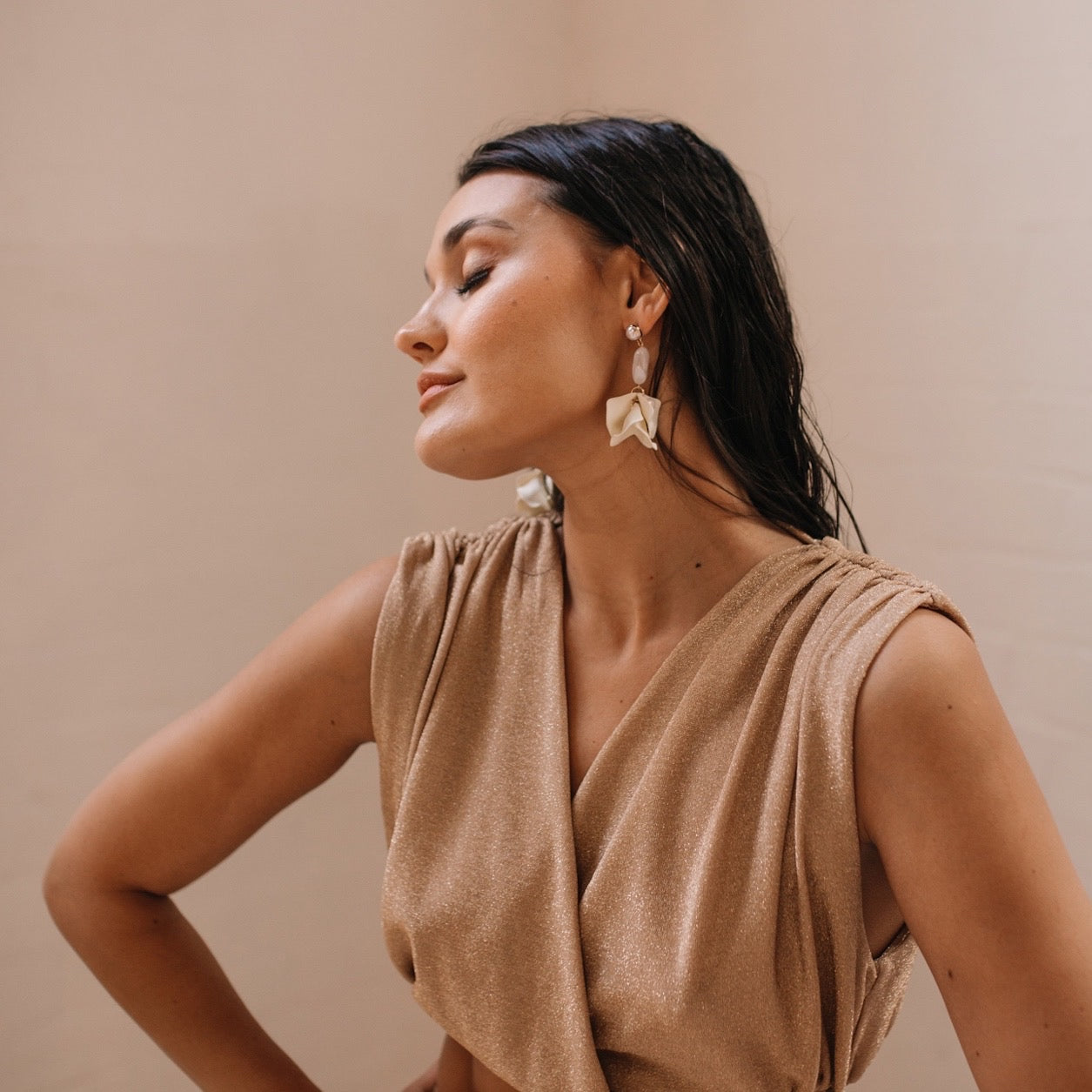 Vanilla Cream Petal Drop Earrings -  LAST CHANCE!