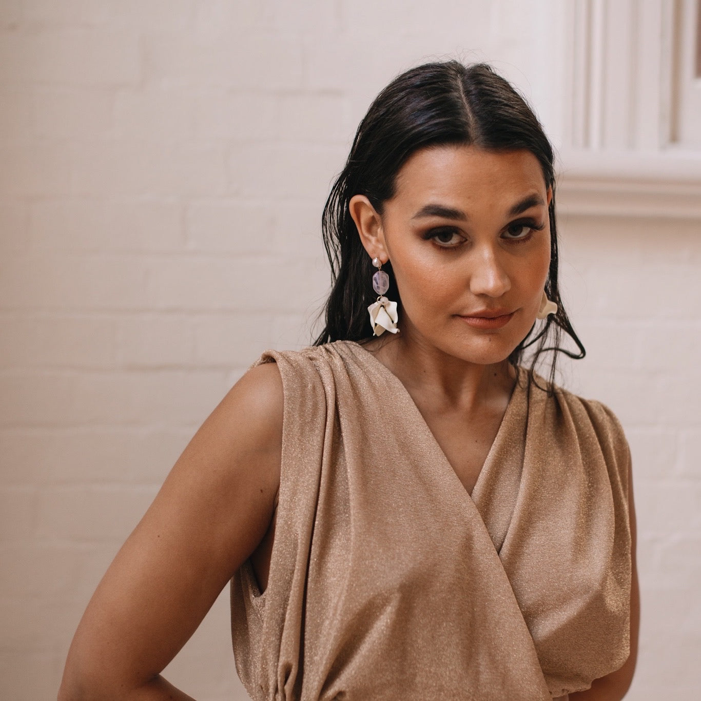 Vanilla Cream Petal Drop Earrings -  LAST CHANCE!