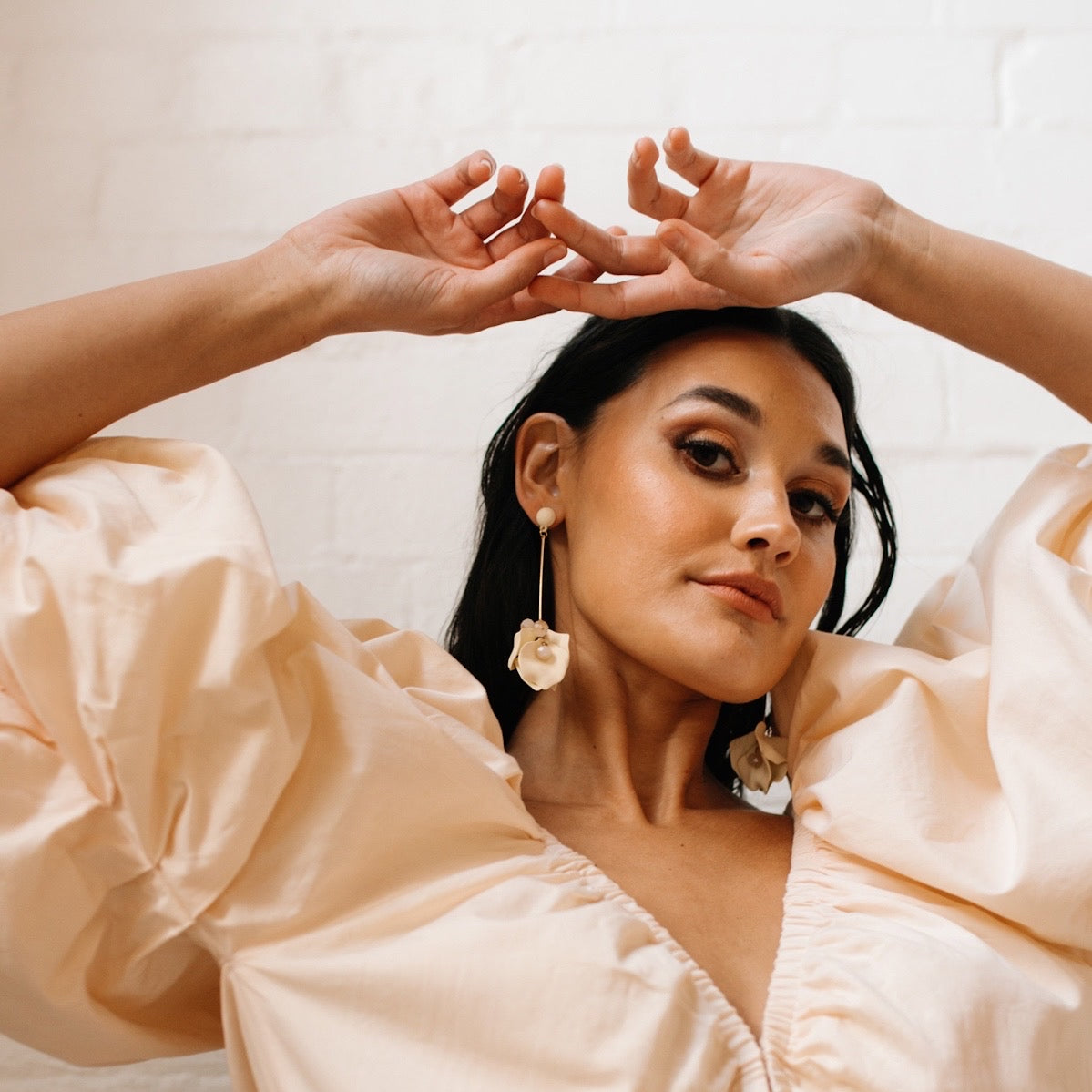 Vanilla Cream Petal Drop Earrings -  LAST CHANCE!