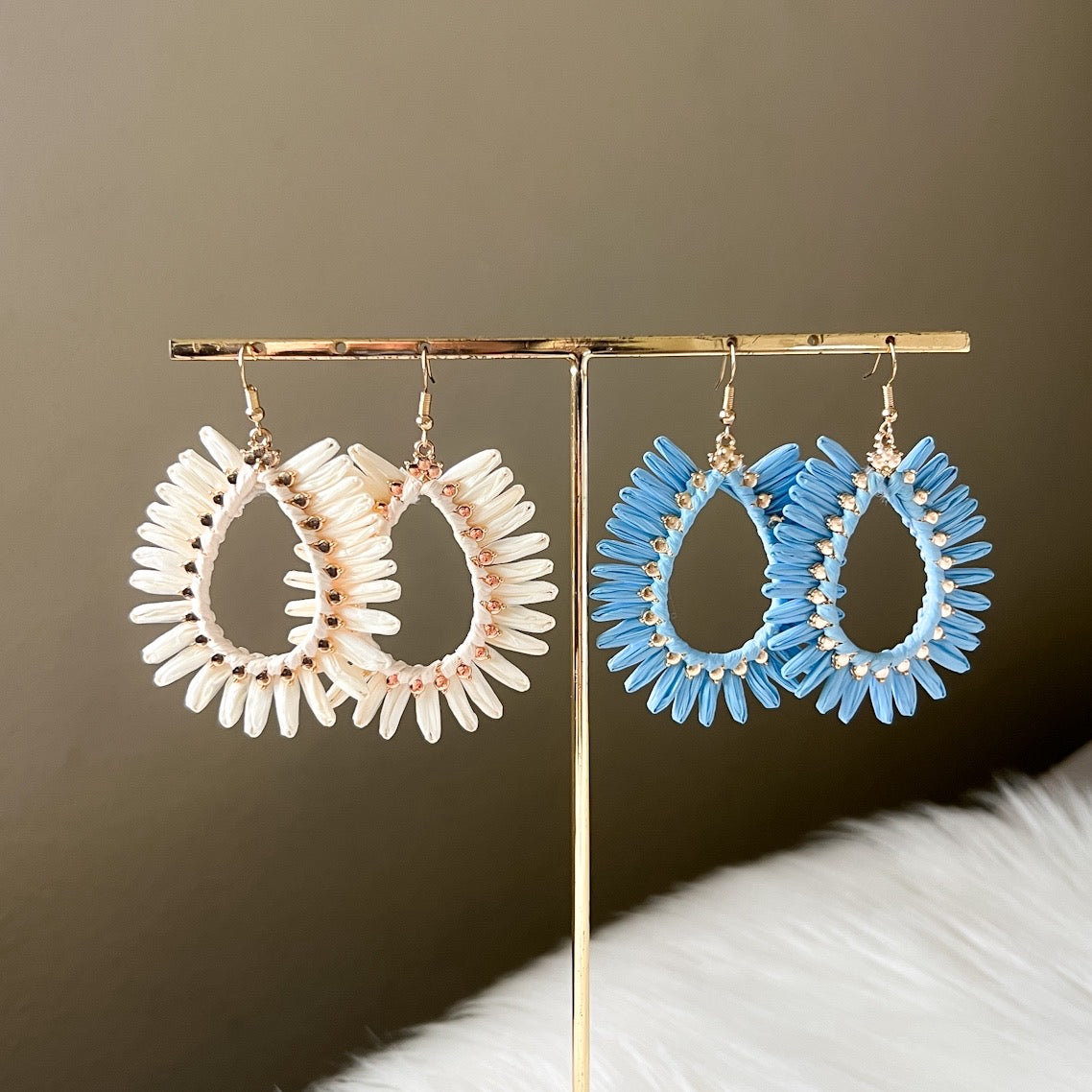 Palmetto Raffia Statement Earrings - 4 COLORS LAST CHANCE!