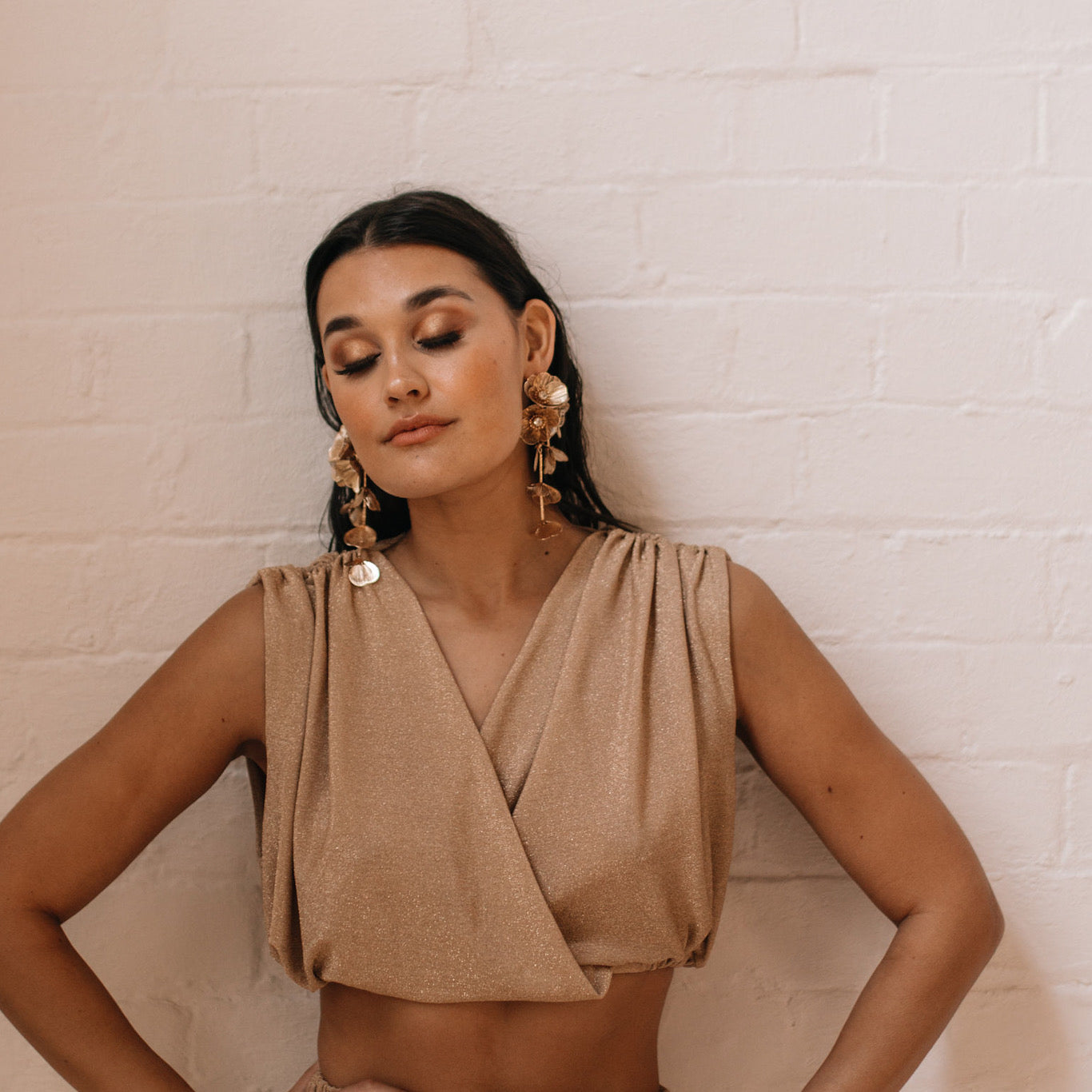 Golden Floral Statement Earrings - LAST CHANCE!