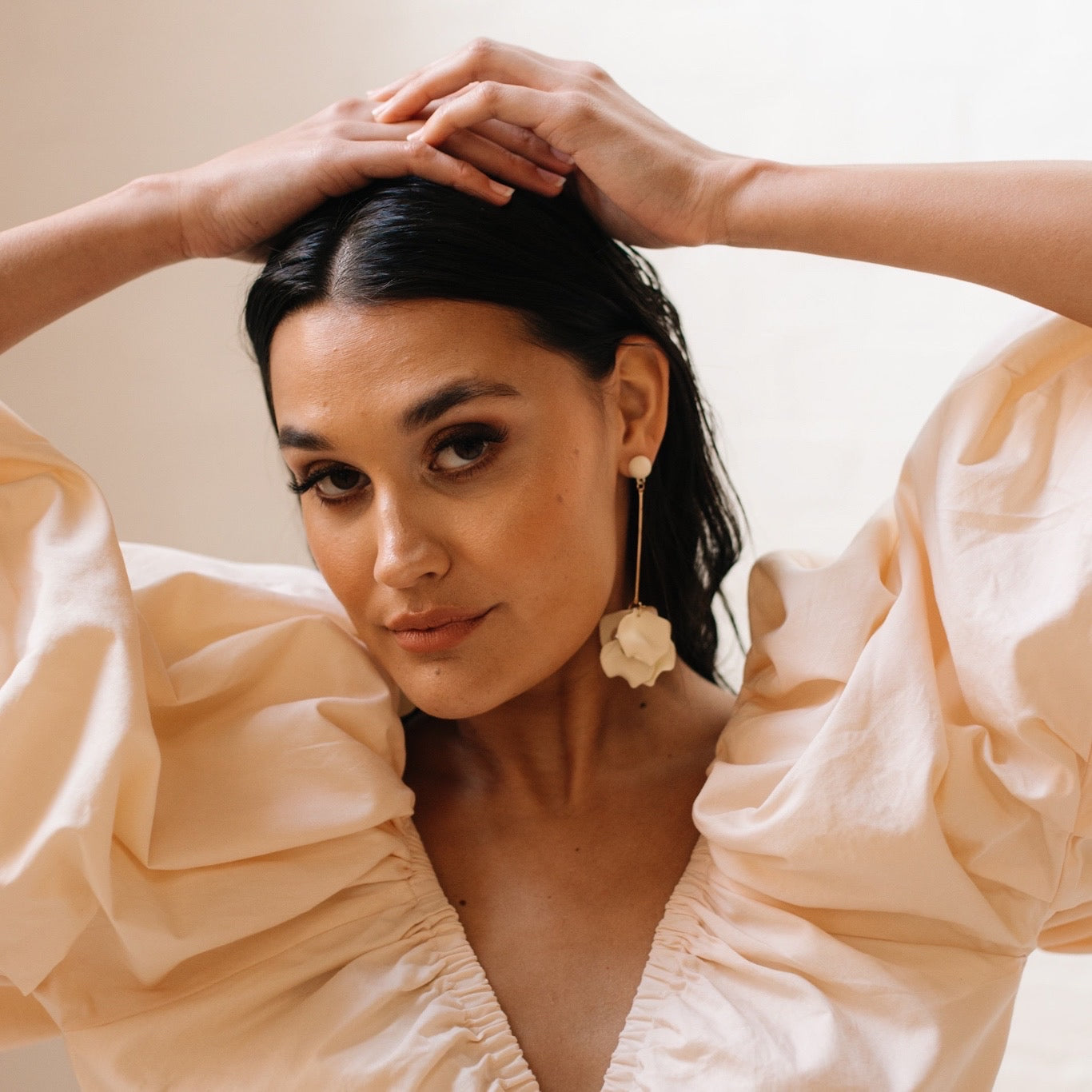 Vanilla Cream Petal Drop Earrings -  LAST CHANCE!