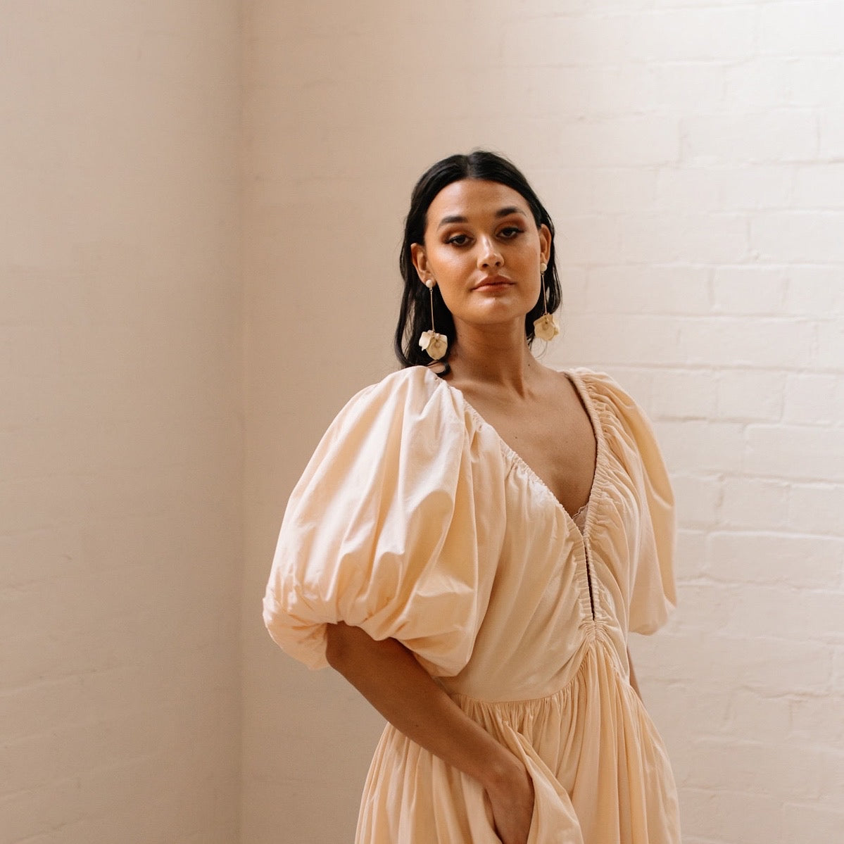 Vanilla Cream Petal Drop Earrings -  LAST CHANCE!