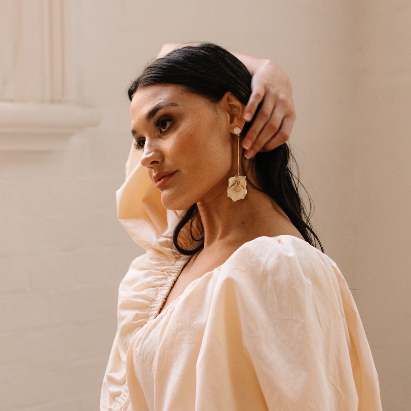 Vanilla Cream Petal Drop Earrings -  LAST CHANCE!