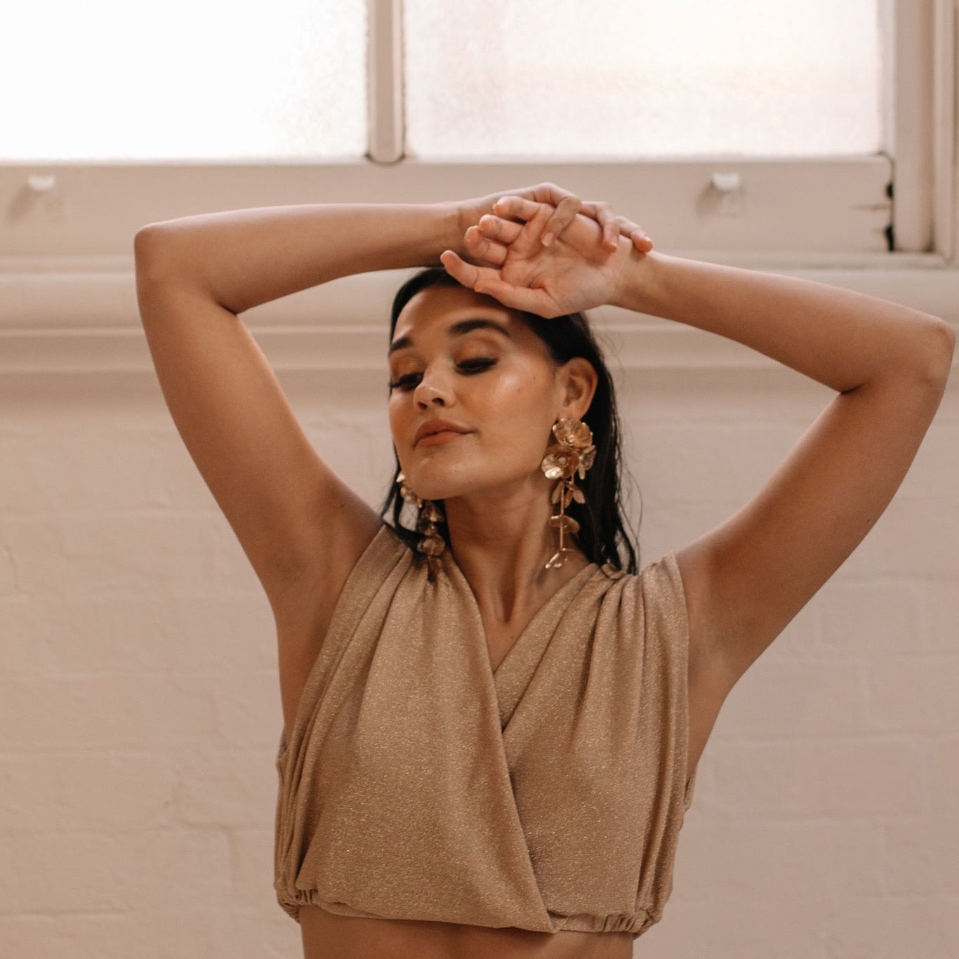 Golden Floral Statement Earrings - LAST CHANCE!