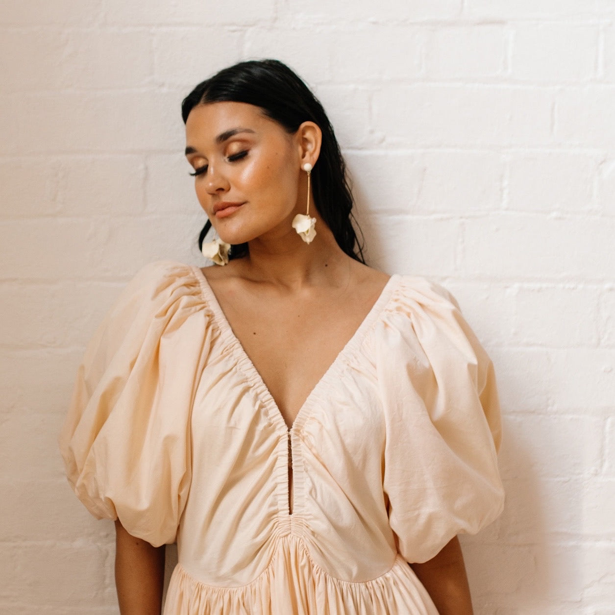 Vanilla Cream Petal Drop Earrings -  LAST CHANCE!