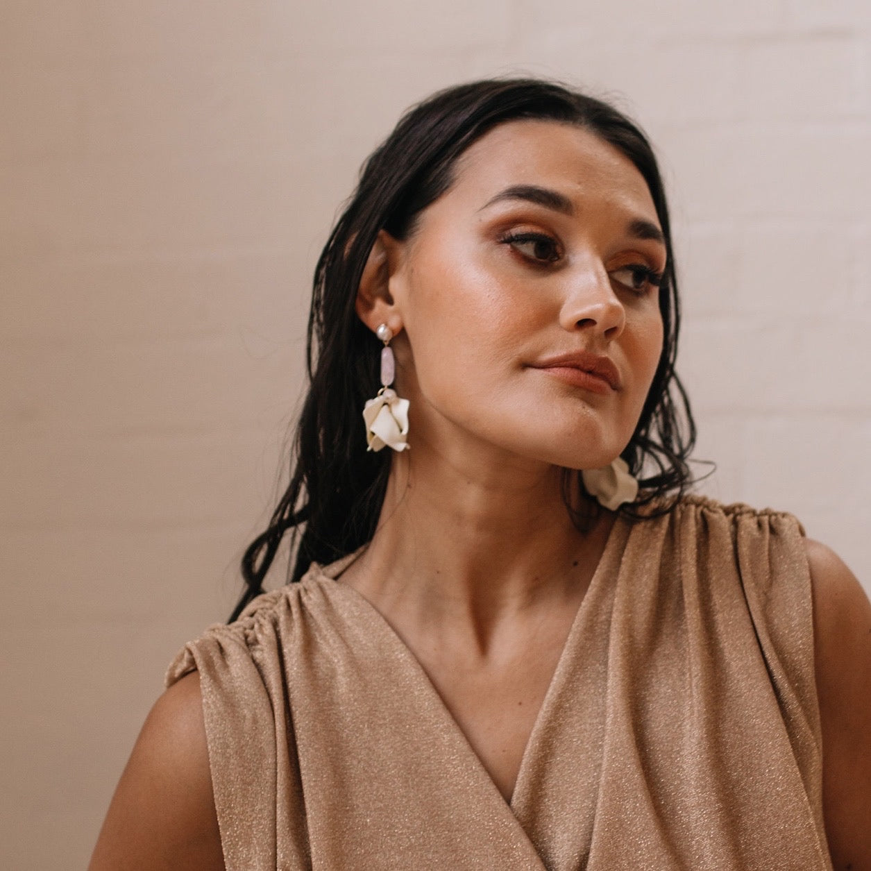 Vanilla Cream Petal Drop Earrings -  LAST CHANCE!