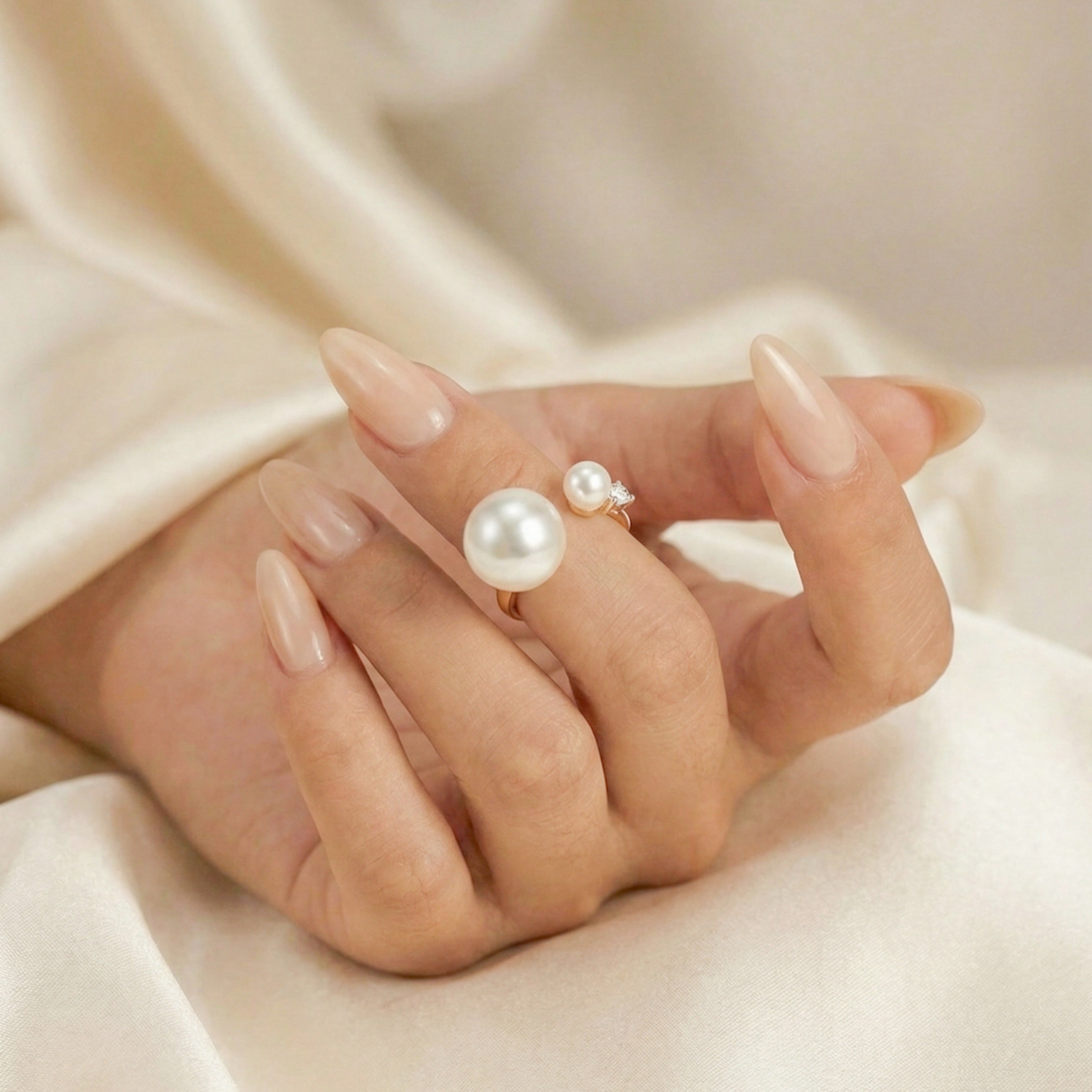 Arista Open Pearl Ring
