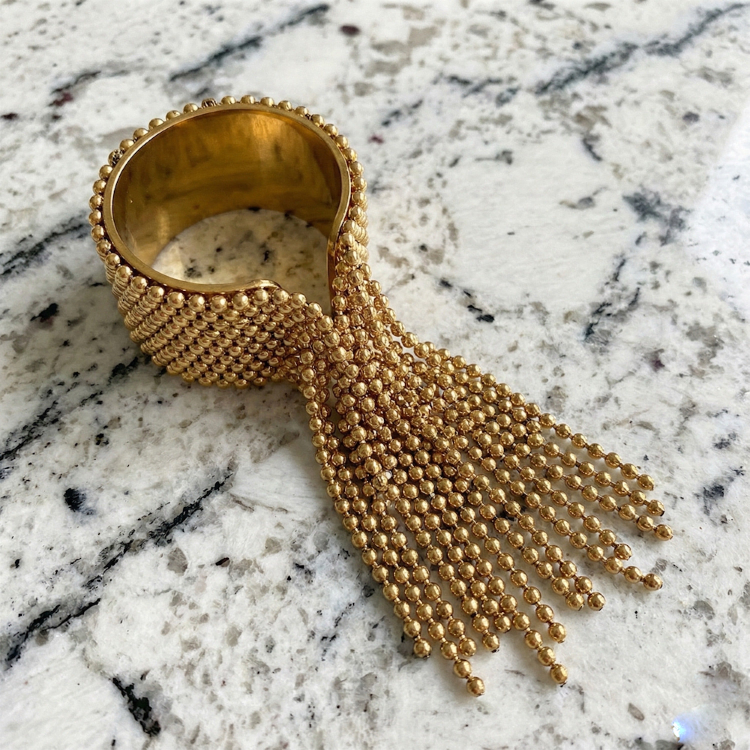 Beaded Fringe Statement Ring