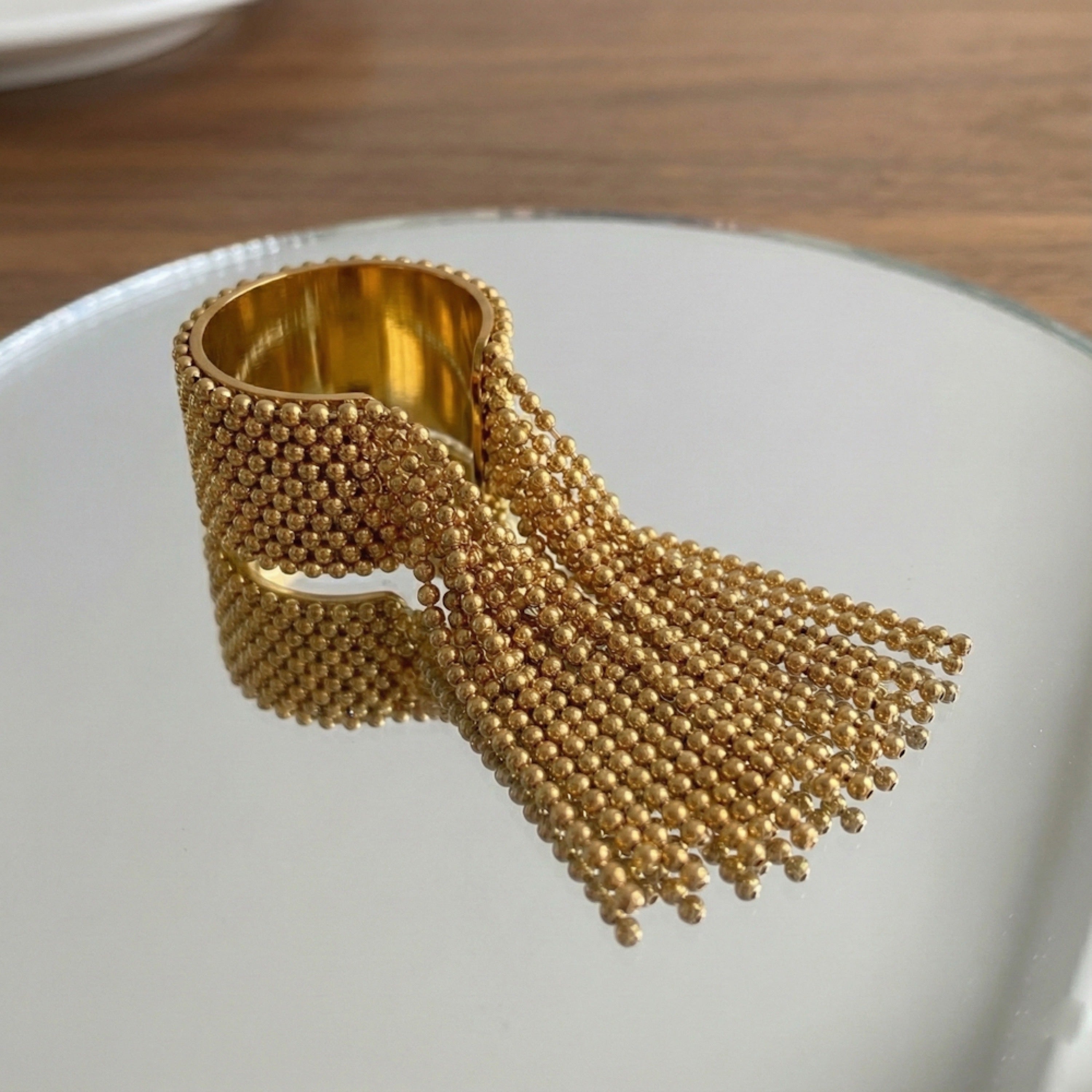 Beaded Fringe Statement Ring