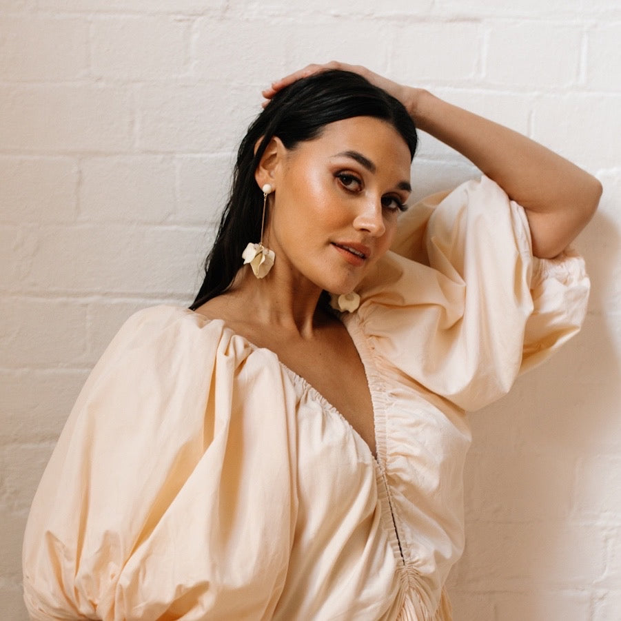 Vanilla Cream Petal Drop Earrings -  LAST CHANCE!