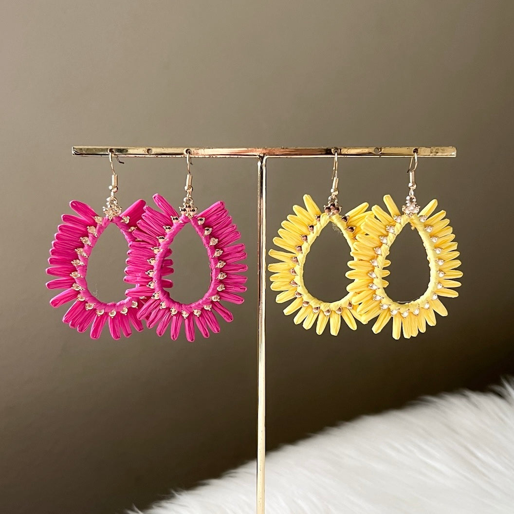 Palmetto Raffia Statement Earrings - 4 COLORS LAST CHANCE!