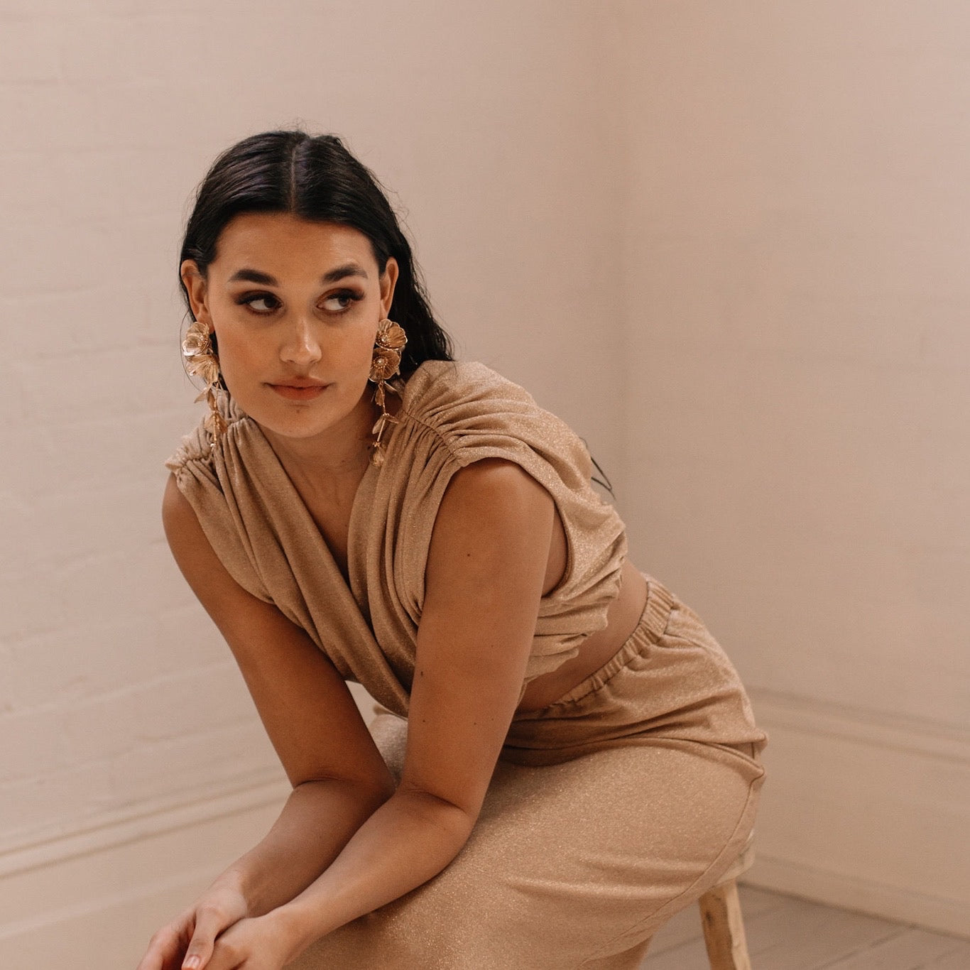 Golden Floral Statement Earrings - LAST CHANCE!