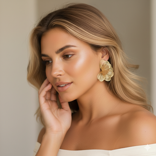 Golden Petal Drops Earrings