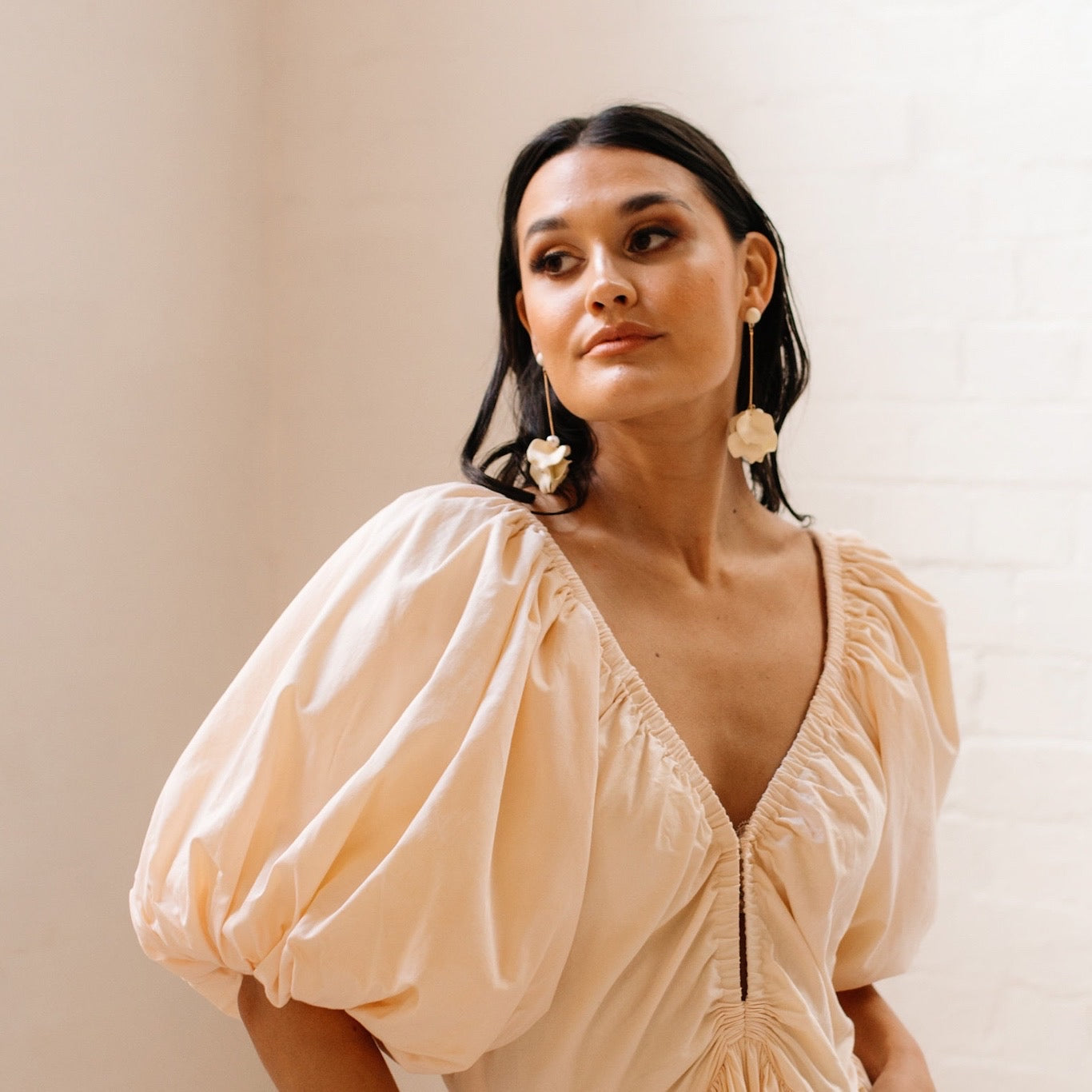 Vanilla Cream Petal Drop Earrings -  LAST CHANCE!