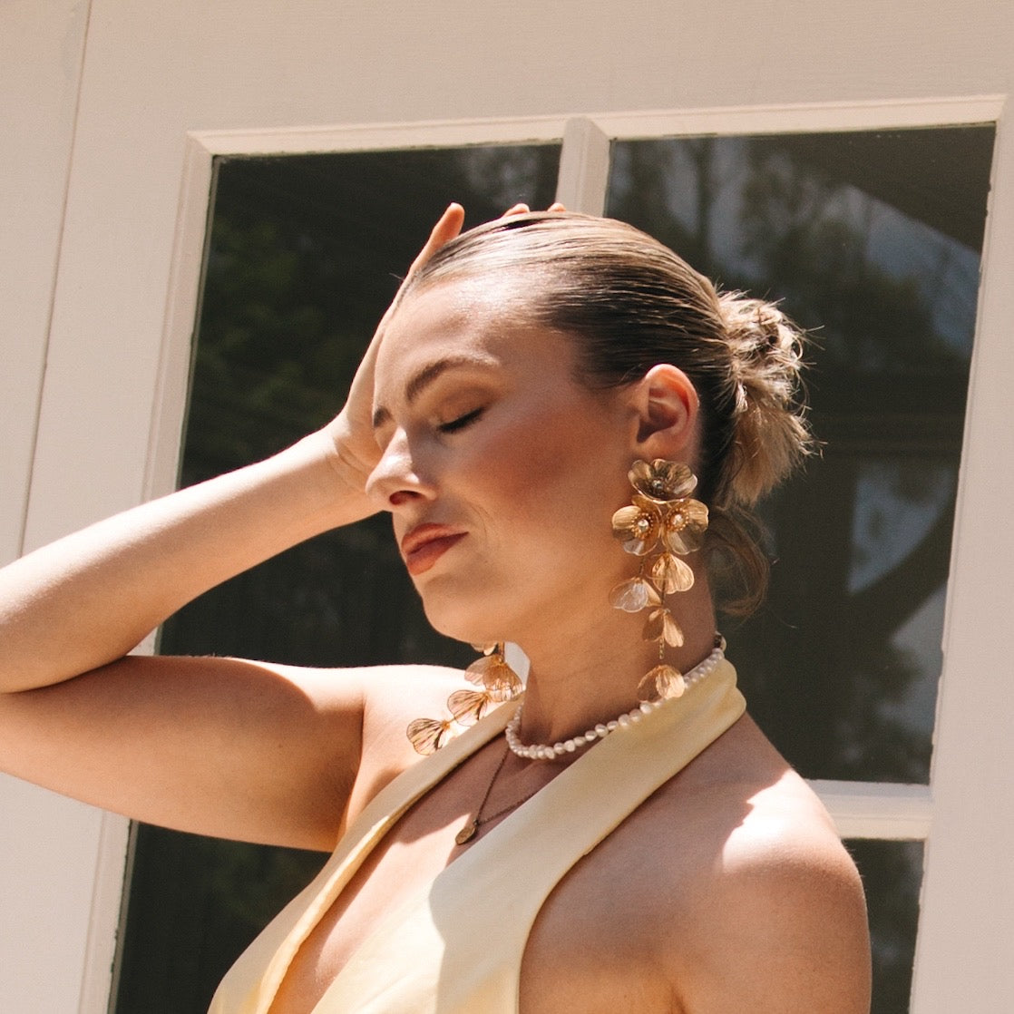 Golden Floral Statement Earrings - LAST CHANCE!