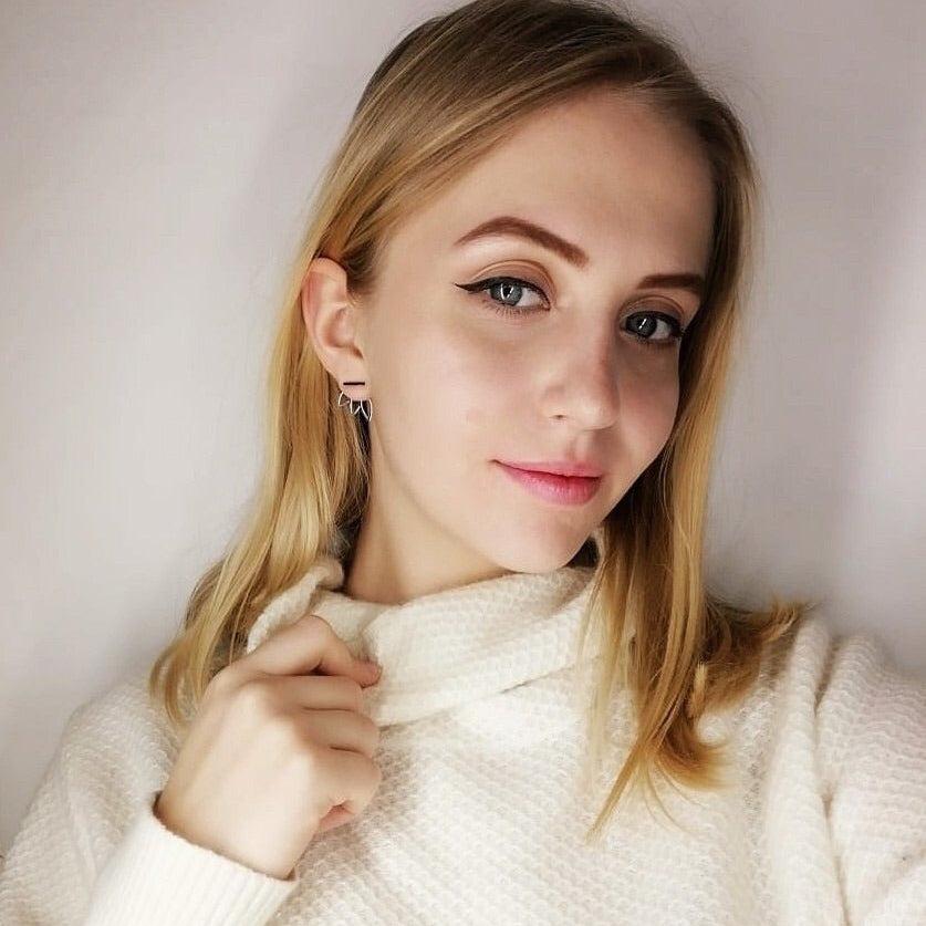 Flower Back Ear Jacket Earrings - LAST CHANCE!