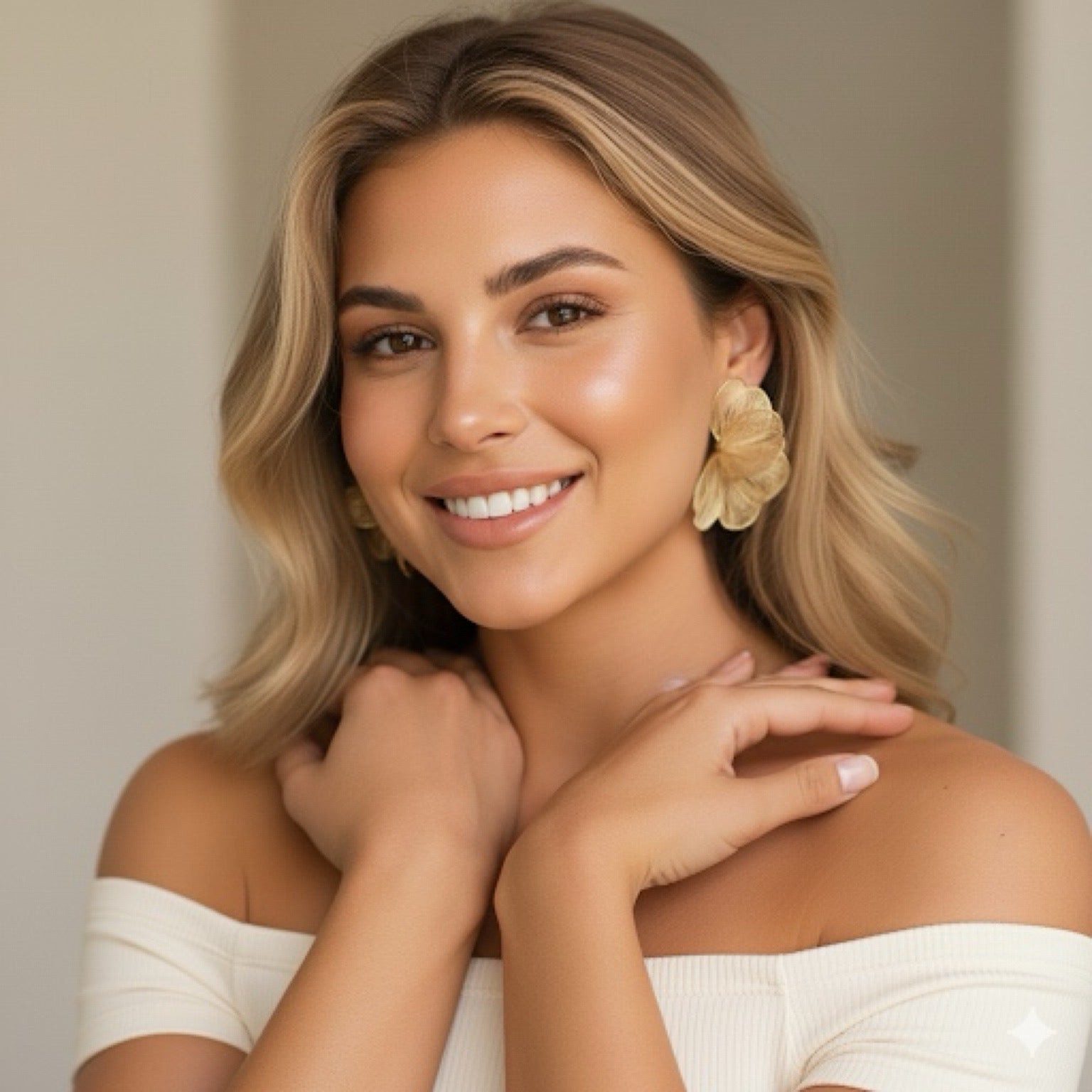 Golden Petal Drops Earrings