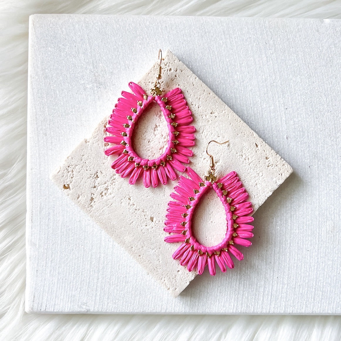 Palmetto Raffia Statement Earrings - 4 COLORS LAST CHANCE!