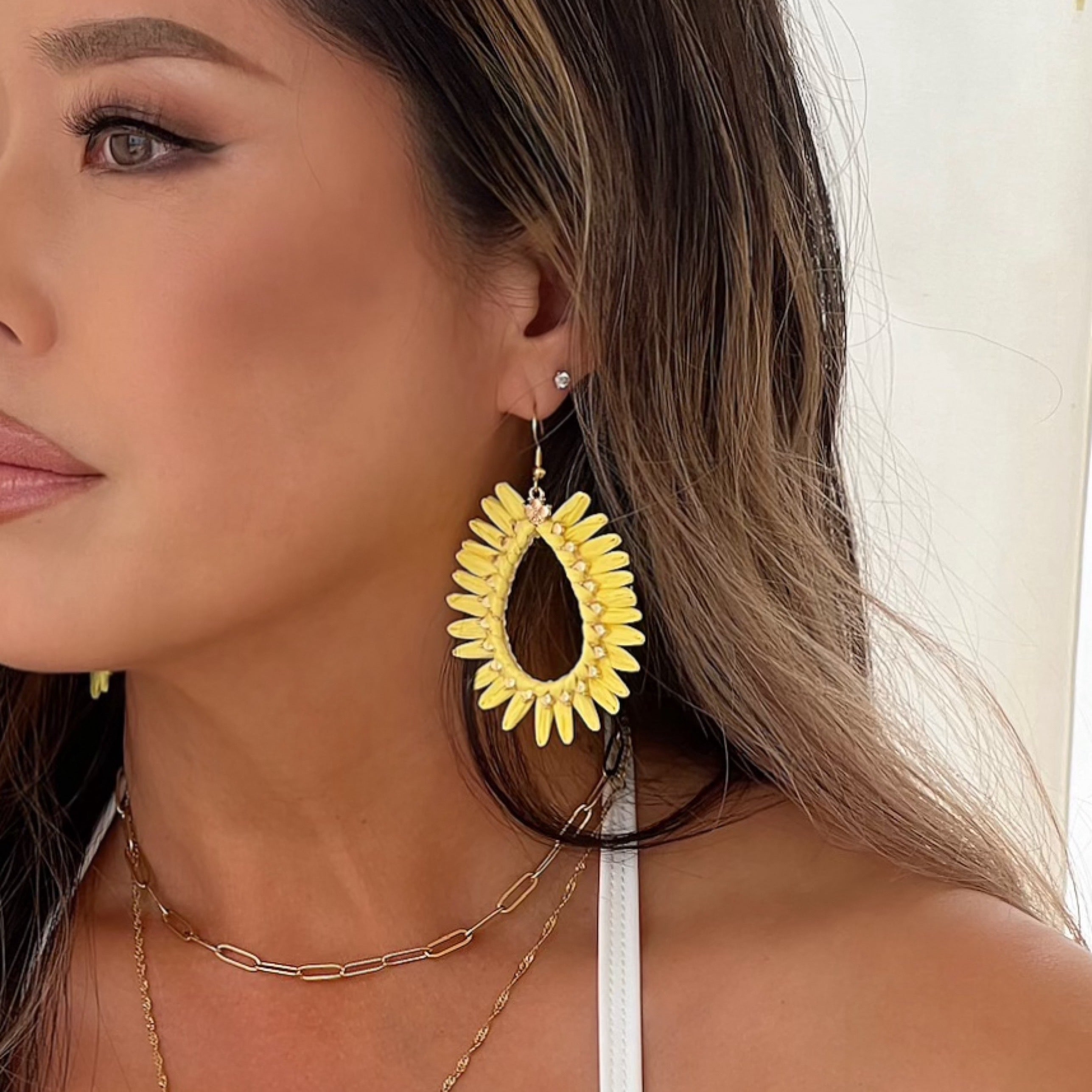 Palmetto Raffia Statement Earrings - 4 COLORS LAST CHANCE!