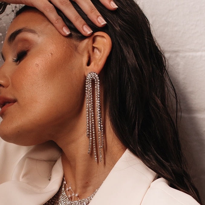 Rana Rhinestone Duster Earrings - LAST CHANCE!