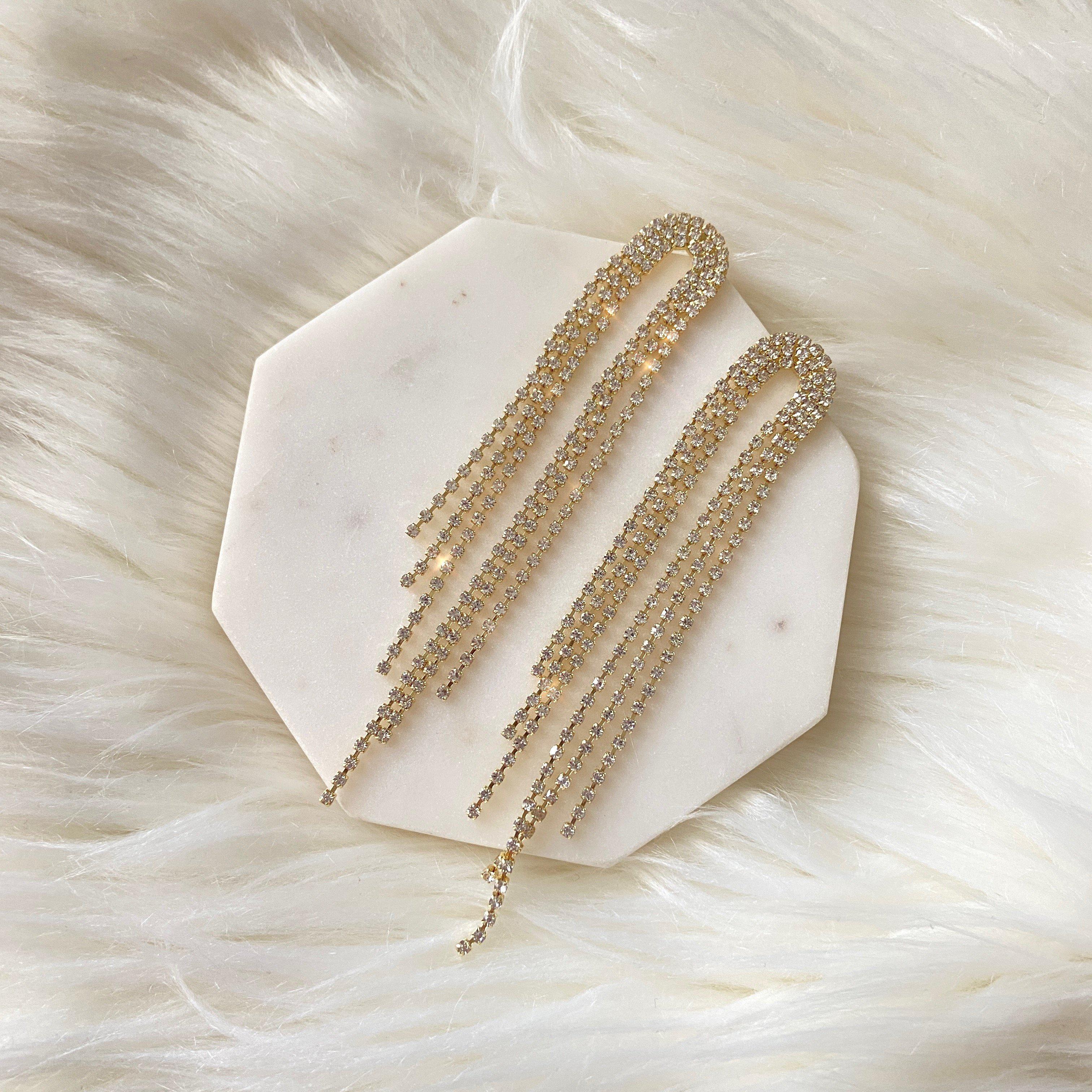 Rana Rhinestone Duster Earrings - LAST CHANCE!