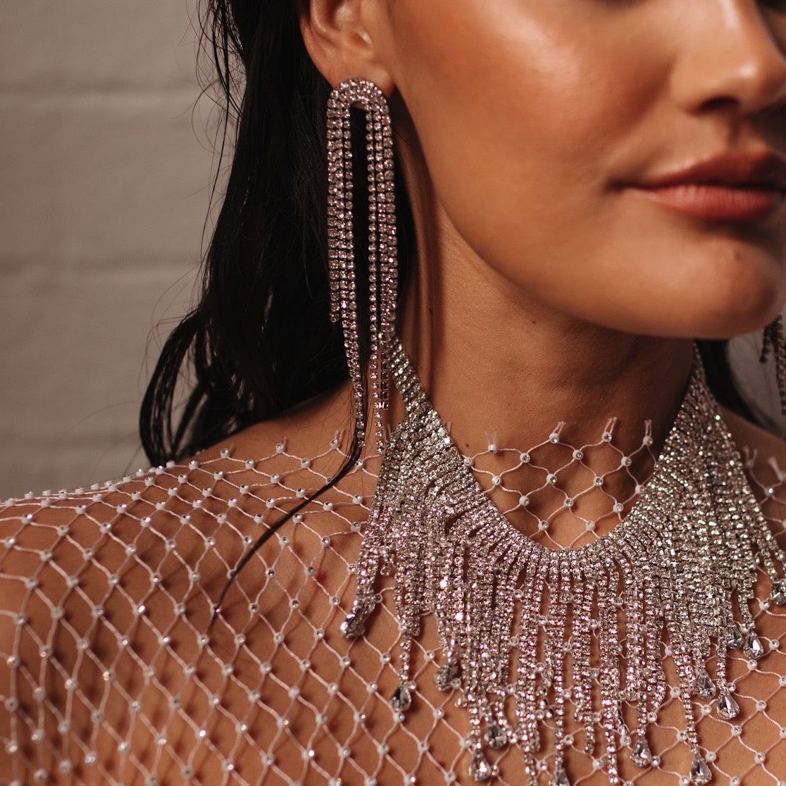 Rana Rhinestone Duster Earrings - LAST CHANCE!