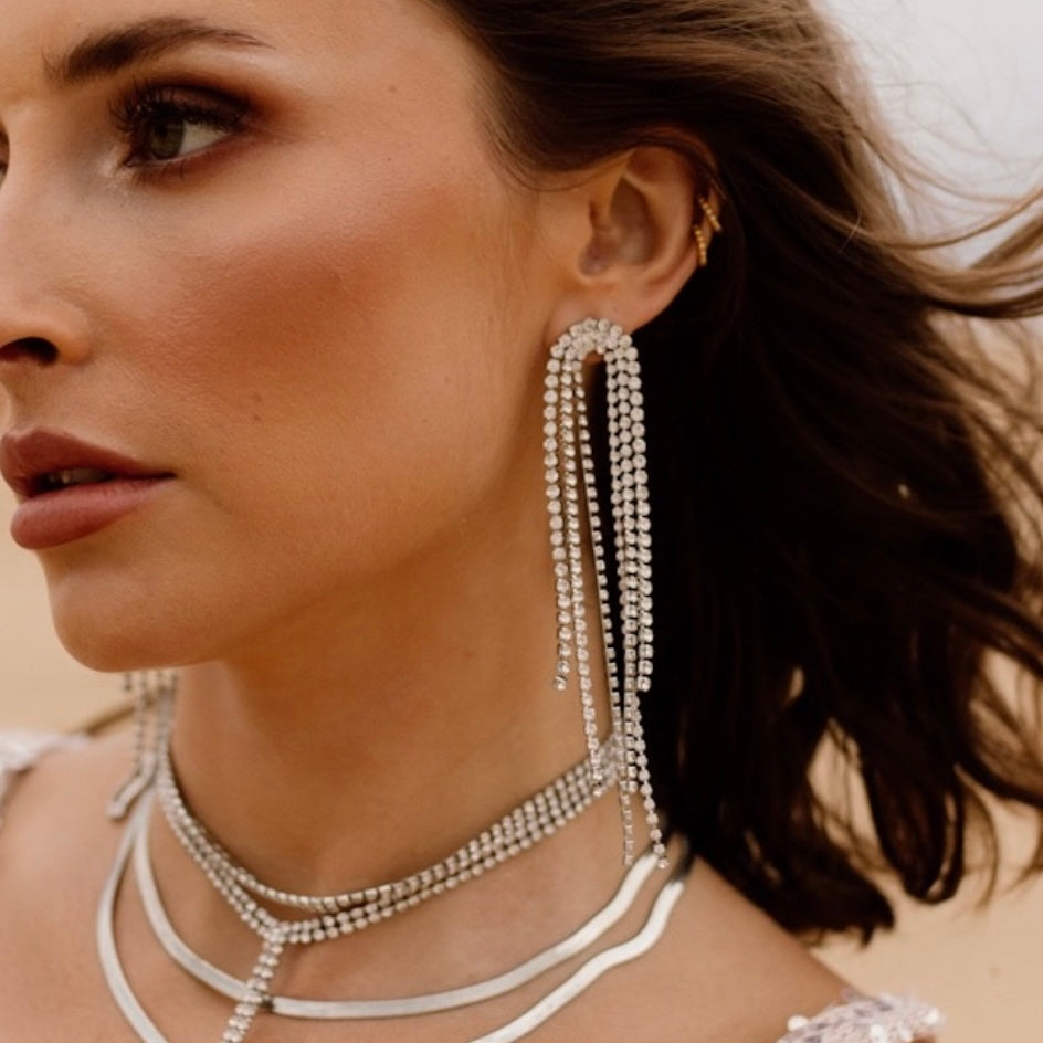 Rana Rhinestone Duster Earrings - LAST CHANCE!