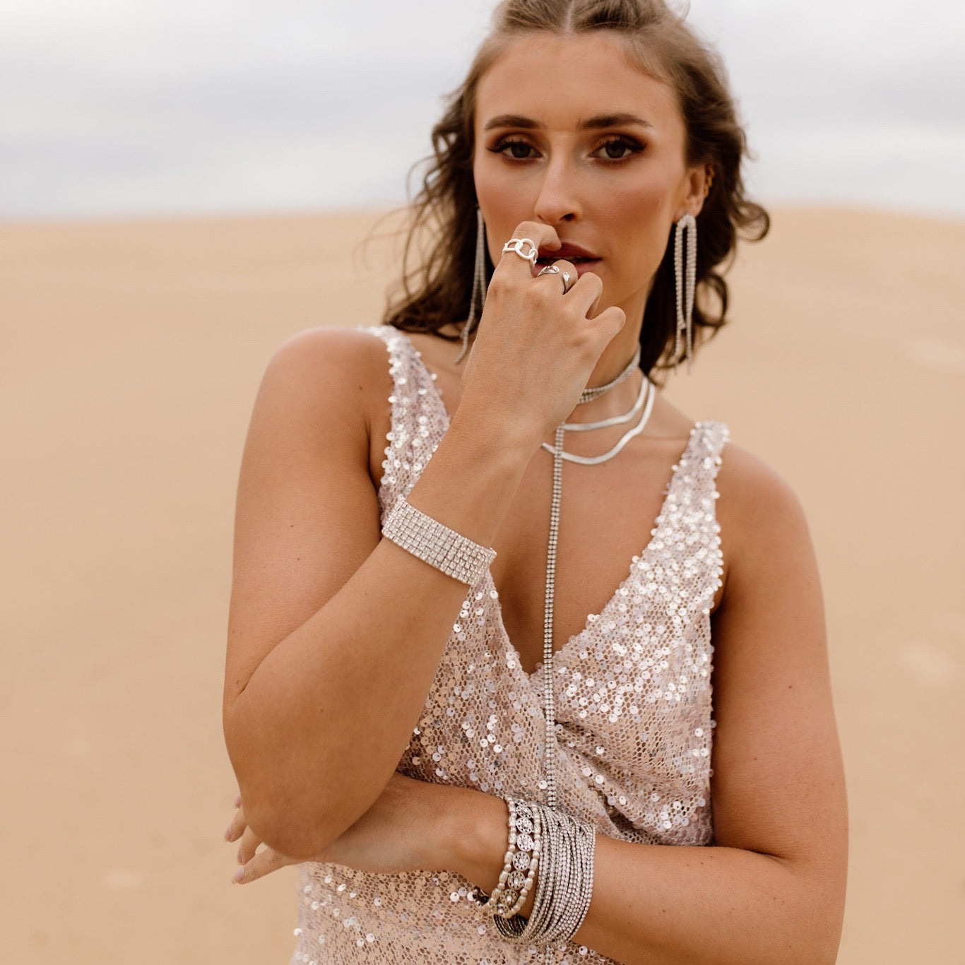 Rana Rhinestone Duster Earrings - LAST CHANCE!