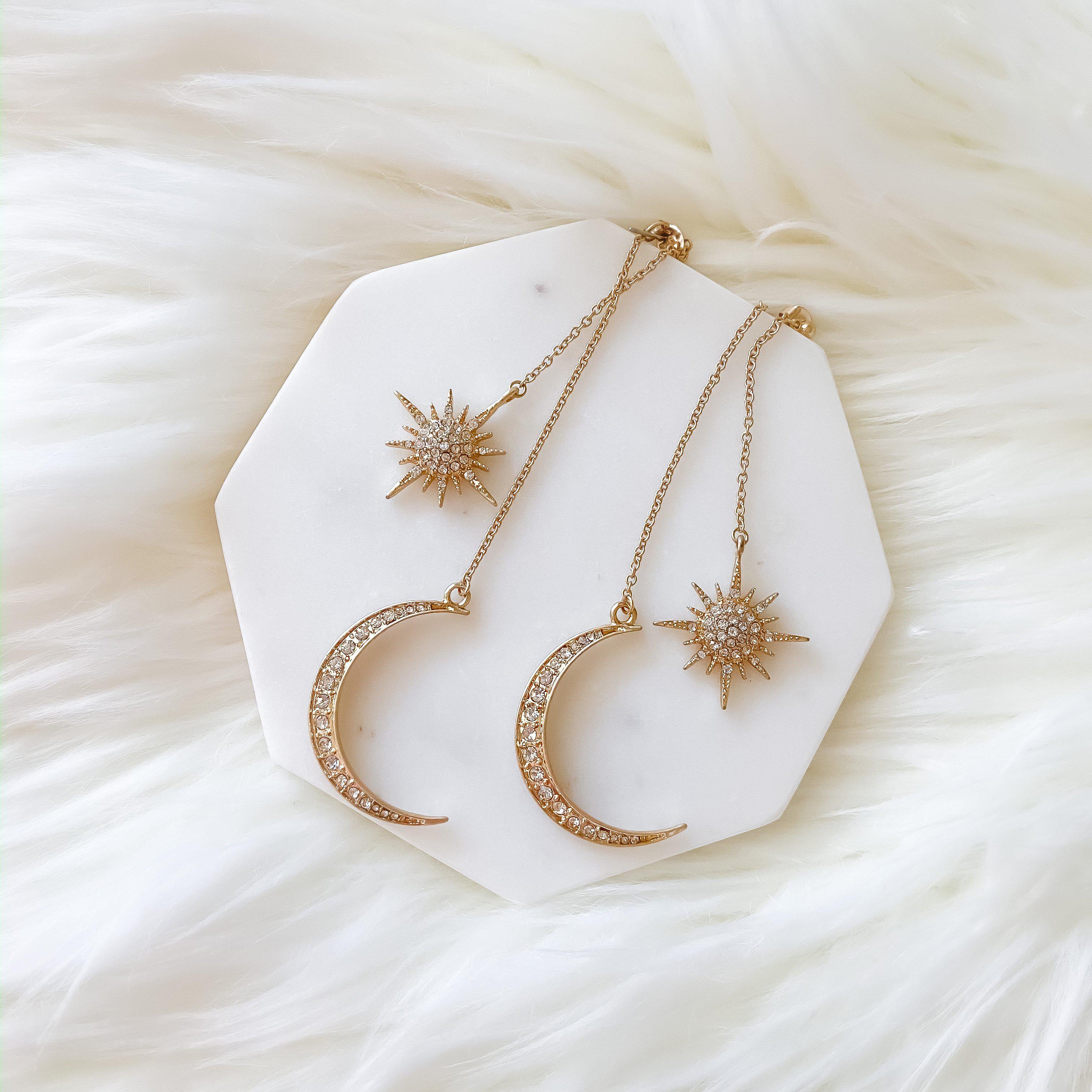 Sun & Moon Ear Jacket Earrings - LAST CHANCE