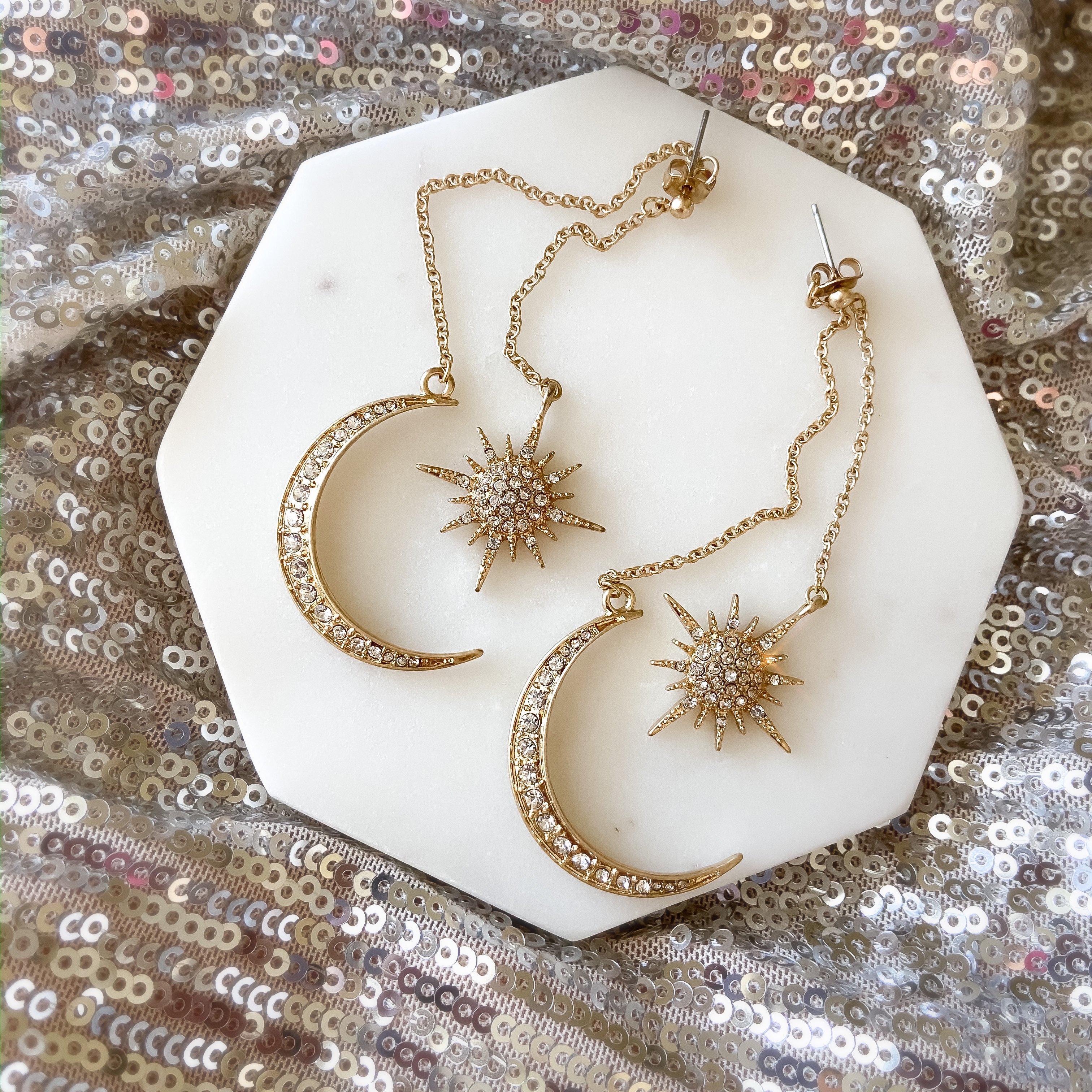 Sun & Moon Ear Jacket Earrings - LAST CHANCE