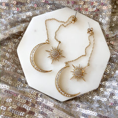 Sun & Moon Ear Jacket Earrings - LAST CHANCE