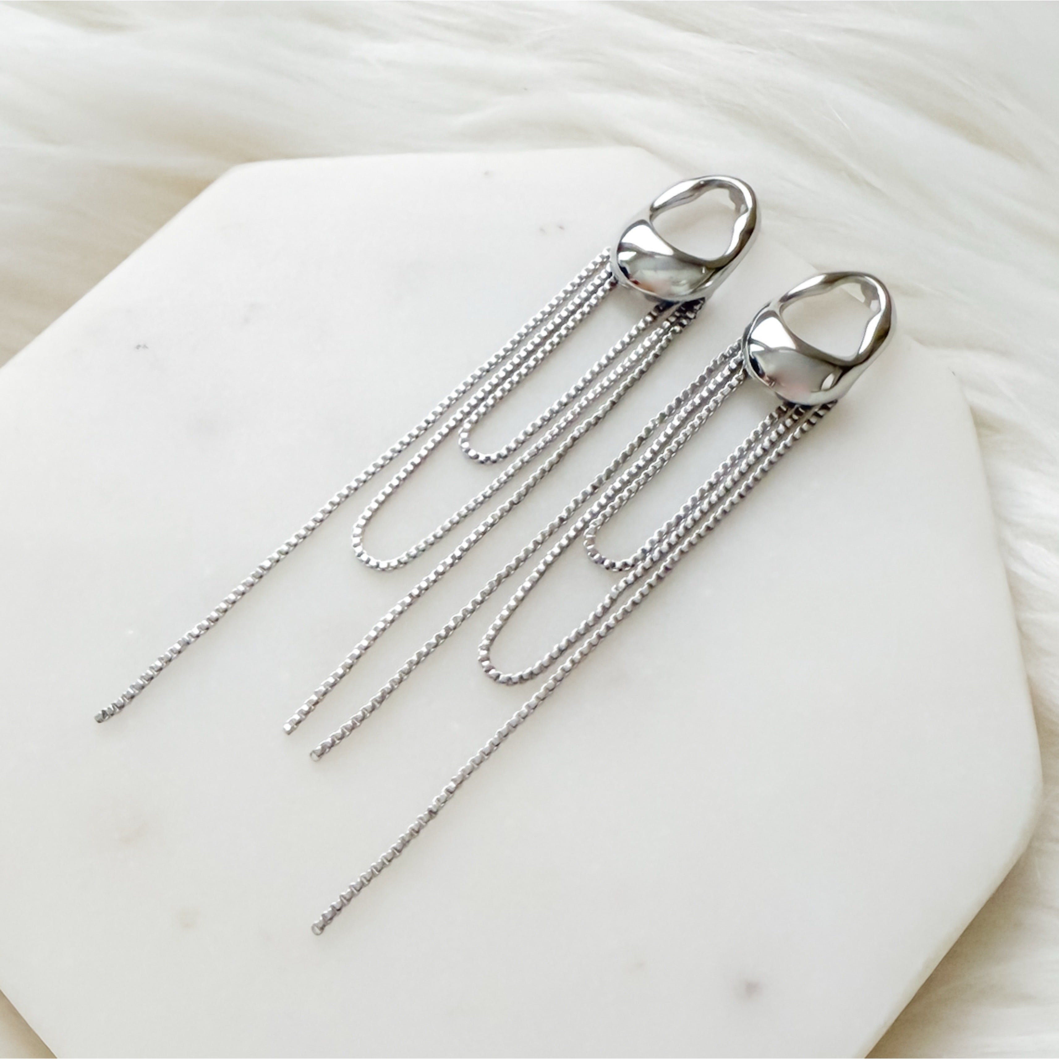 The Silhouette Draped Chain Earrings