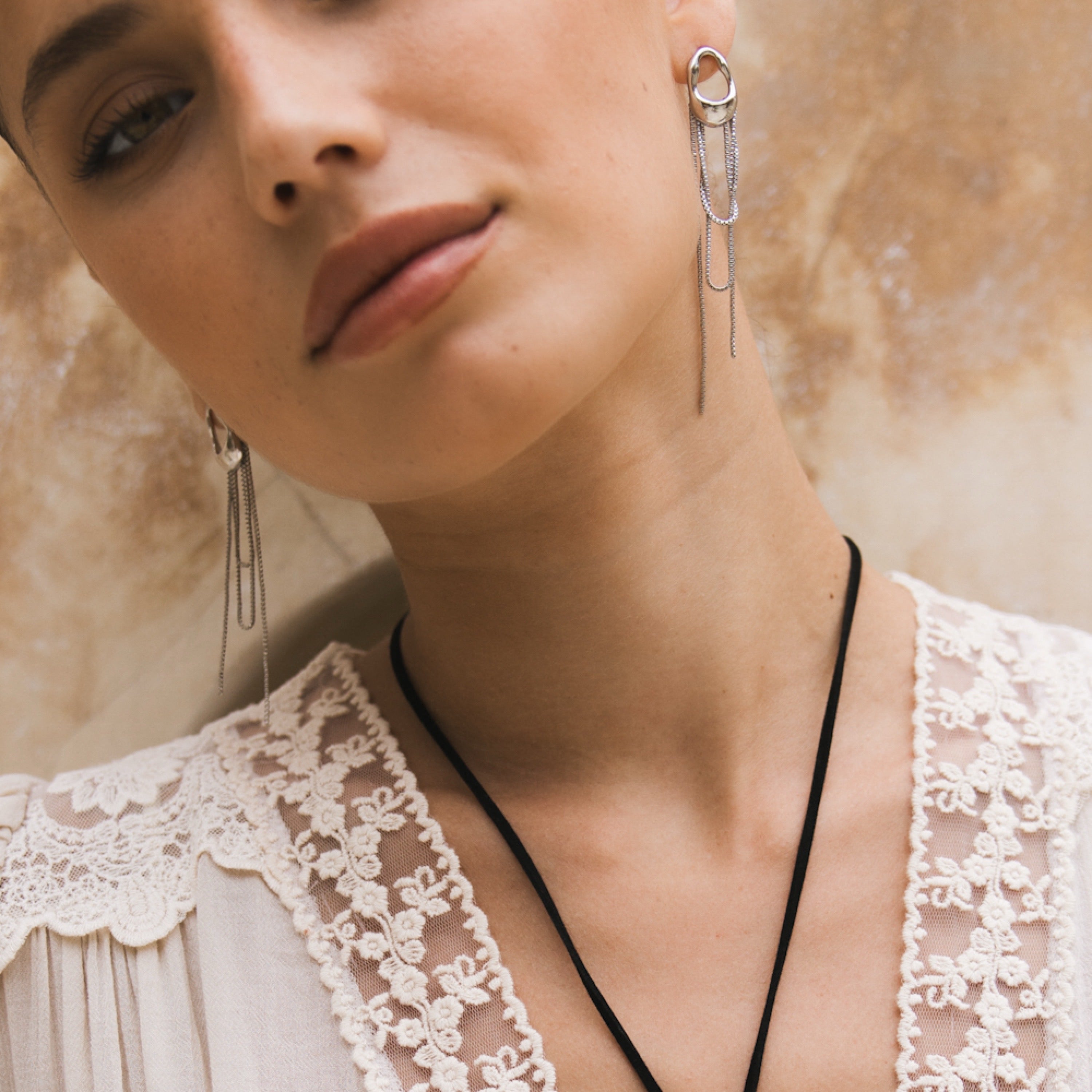 The Silhouette Draped Chain Earrings