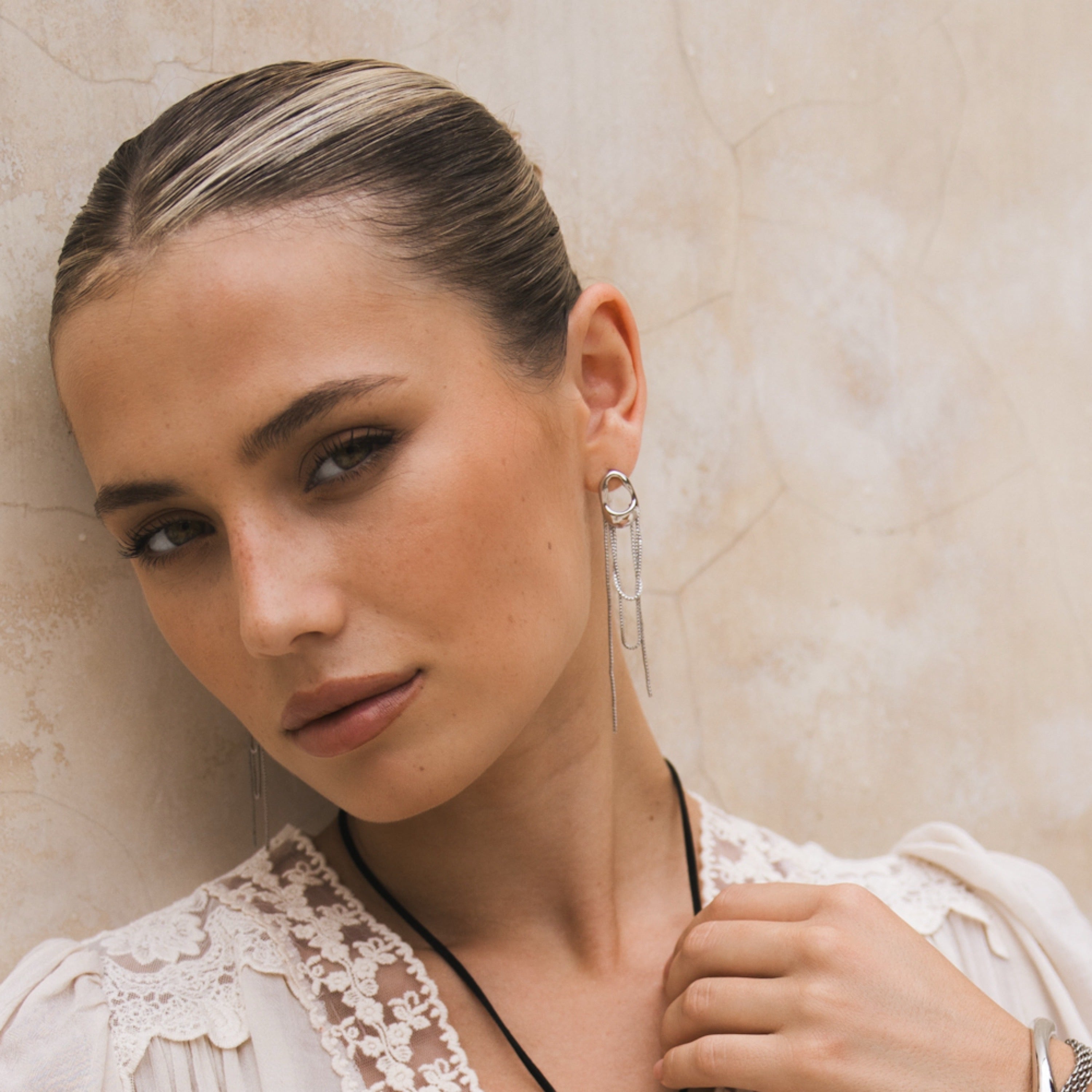 The Silhouette Draped Chain Earrings