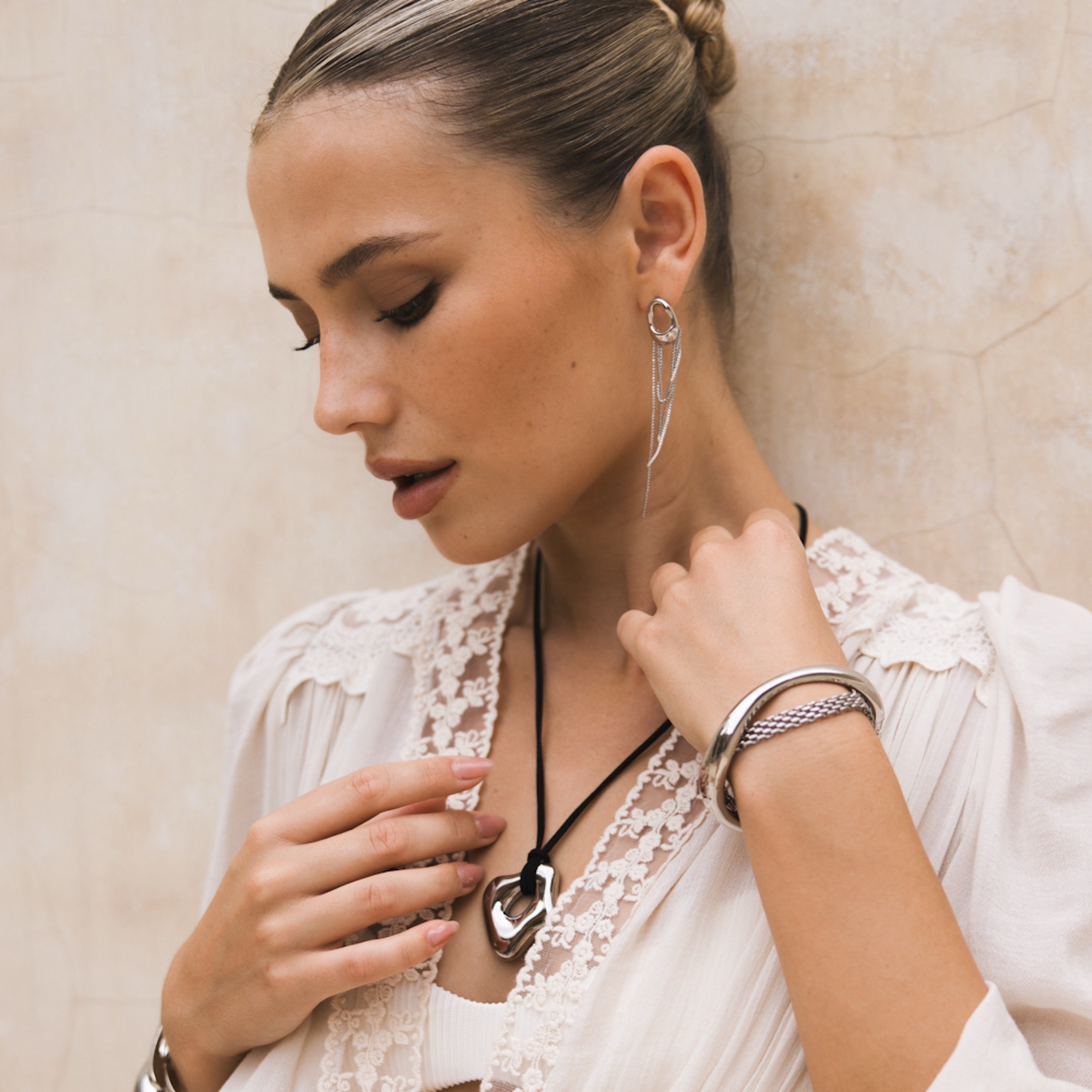 The Silhouette Draped Chain Earrings