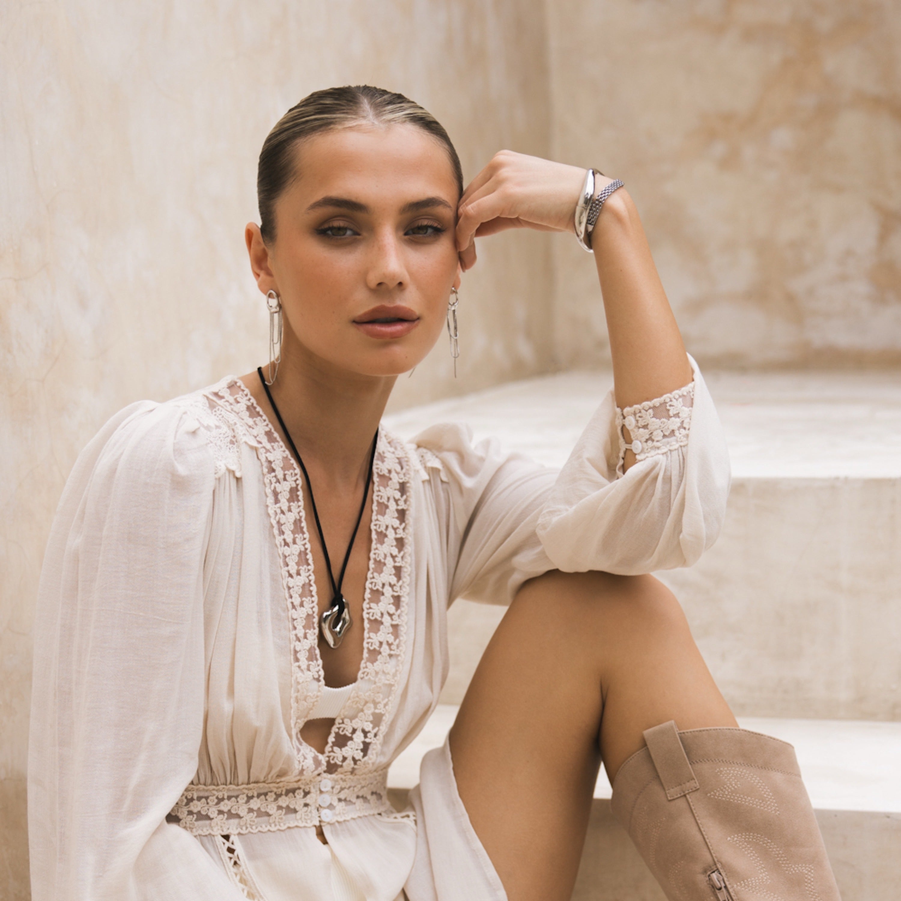 The Silhouette Draped Chain Earrings