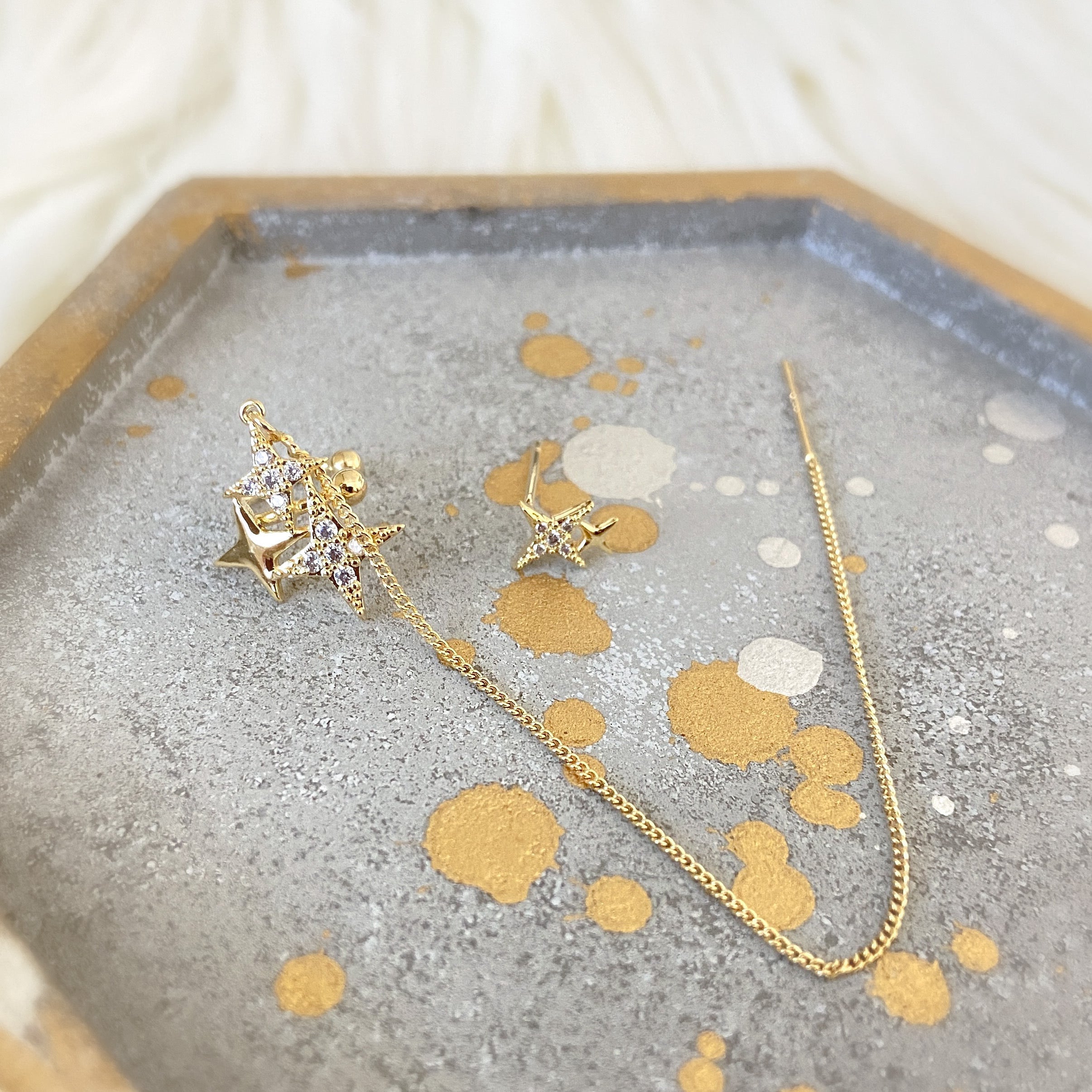 Noelle Star Chained Cuff + Stud Earrings